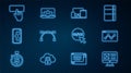 Set line UI or UX design, Website statistic, Monitor, mobile, tablet, Bezier curve, development, Keyboard, and icon Royalty Free Stock Photo
