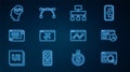 Set line UI or UX design, Website statistic, Site map, template, Front end development, and Bezier curve icon. Vector Royalty Free Stock Photo