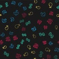 Set line Umbrella, Christmas mitten, Pear and Windy weather on seamless pattern. Vector Royalty Free Stock Photo