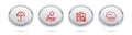 Set line Umbrella, Drought, Weather forecast and Cloud with rain. Silver circle button. Vector