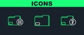 Set line Unknown document folder, Delete and Document icon. Vector