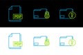 Set line Unknown document folder, PDF file and Folder and lock icon. Vector Royalty Free Stock Photo