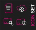 Set line Unknown document folder, Search concept with, Add cloud and Document icon. Vector