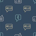 Set line Unknown search, Hello in different languages and Information on seamless pattern. Vector Royalty Free Stock Photo