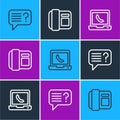 Set line Unknown search, Telephone 24 hours support and handset icon. Vector Royalty Free Stock Photo