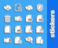 Set line Upload file document, Delete, XLS, Cloud upload, Document folder with minus, Trash can, check mark and PDF icon Royalty Free Stock Photo