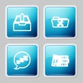 Set line Upload inbox, Folder service, Speech bubble with snoring and Office folders icon. Vector Royalty Free Stock Photo