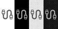 Set line USB cable cord icon isolated on black and white, transparent background. Connectors and sockets for PC and Royalty Free Stock Photo
