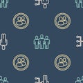 Set line User of man in business suit, Project team base and Users group on seamless pattern. Vector