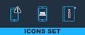 Set line User manual, Mobile with exclamation mark and FAQ information icon. Vector