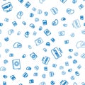 Set line User manual, Speech bubble with text Help and Head question mark on seamless pattern. Vector