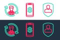 Set line User protection, Human resources and Smartphone with dollar icon. Vector Royalty Free Stock Photo