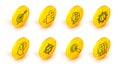 Set line Users group, Magnifying glass for search a people, Target and check mark, Human head with question, Project