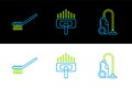 Set line Vacuum cleaner, Toilet brush and icon. Vector