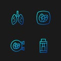 Set line Vape mod device, Tobacco leaf shop, Lungs and . Gradient color icons. Vector