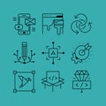 Set of line vectors icons in the flat style.