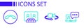 Set line Video chat conference, 360 degree view, and Telephone handset icon. Vector Royalty Free Stock Photo
