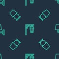 Set line Vintage street light, Table lamp and Wall or sconce on seamless pattern. Vector Royalty Free Stock Photo