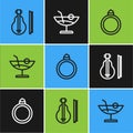 Set line Violin, Diamond engagement ring and Cocktail icon. Vector Royalty Free Stock Photo