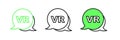 Set line Virtual reality icon isolated on white background. Futuristic VR head-up display design. Vector