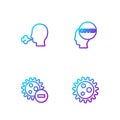 Set line Virus, Negative virus, Man coughing and Corona covid-19. Gradient color icons. Vector