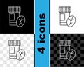 Set line Vitamin complex of pill capsule icon isolated on black and white, transparent background. Healthy lifestyle Royalty Free Stock Photo