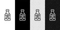 Set line Vitamin complex of pill capsule icon isolated on black and white, transparent background. Healthy lifestyle Royalty Free Stock Photo