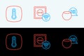 Set line Voice assistant, Thermostat and Smart electrical outlet icon. Vector Royalty Free Stock Photo