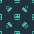 Set line VPN Computer network, Password protection and Mobile and password on seamless pattern. Vector Royalty Free Stock Photo
