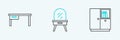 Set line Wardrobe, Office desk and Dressing table icon. Vector Royalty Free Stock Photo