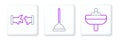 Set line Washbasin, Broken pipe and Rubber plunger icon. Vector Royalty Free Stock Photo