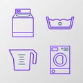 Set line Washer, Measuring cup, Temperature wash and icon. Vector