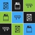 Set line Washer, Squeeze clothes and icon. Vector