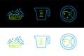 Set line Washer, Towel stack and Measuring cup icon. Vector