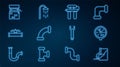 Set line Wastewater, Water meter, filter, Industry metallic pipe, and valve, Well, Wrench spanner and Shower icon Royalty Free Stock Photo