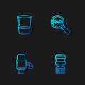 Set line Water cooler, Mechanical pump for water, Glass with and Chemical formula H2O. Gradient color icons. Vector Royalty Free Stock Photo