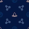 Set line Water drop forbidden, Chemical formula water H2O and on seamless pattern. Vector