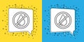 Set line Water drop forbidden icon isolated on yellow and blue background. No water sign. Vector Royalty Free Stock Photo