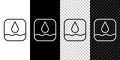 Set line Water drop icon isolated on black and white,transparent background. Vector Royalty Free Stock Photo