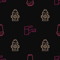 Set line Water filter cartridge, Fire hydrant and tap on seamless pattern. Vector Royalty Free Stock Photo