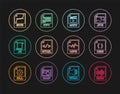 Set line WAV file document, CSS, MOV, HTML, JS, SVG, MP3 and PPT icon. Vector Royalty Free Stock Photo