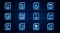 Set line WAV file document, MP3, OBJ, BMP, GIF, CSS, ZIP and RAW icon. Vector Royalty Free Stock Photo