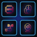 Set line Web camera, Router and wi-fi signal, Processor with CPU and Computer mouse. Gradient color icons. Vector Royalty Free Stock Photo