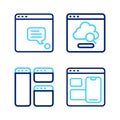 Set line Web developer programming code, Browser window, Cloud technology data transfer and New chat messages Royalty Free Stock Photo