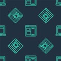 Set line Web developer programming code, Search engine and Laptop with browser window on seamless pattern. Vector Royalty Free Stock Photo