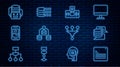 Set line Web developer programming code, Server, Data, Artificial intelligence AI, Mobile phone, robot, Funnel or filter Royalty Free Stock Photo