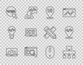 Set line Web development, Site map, UI or UX design, and graphic, Computer mouse and Front end icon. Vector Royalty Free Stock Photo
