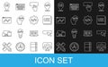 Set line Web development, UI or UX design, Keyboard, Front end, Website statistic, and icon. Vector Royalty Free Stock Photo
