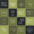 Set line Web development, UI or UX design, Website template, Cloud computing lock, and icon. Vector Royalty Free Stock Photo