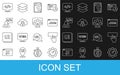 Set line Website statistic, Keyboard, UI or UX design, development, Cloud computing lock, Front end, and icon. Vector Royalty Free Stock Photo